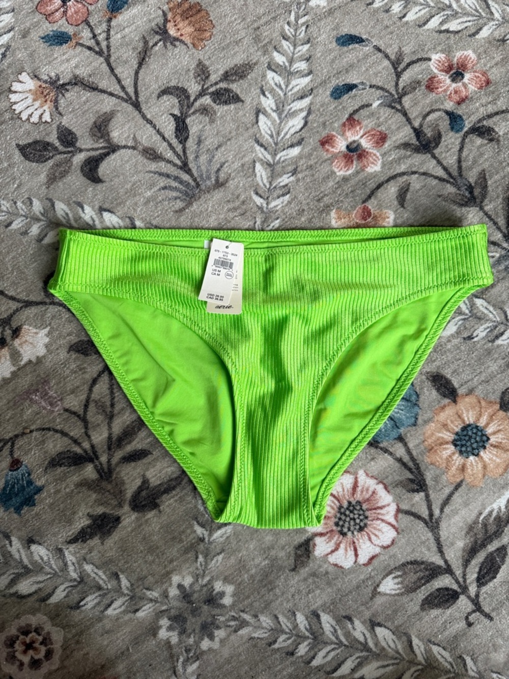 aerie Neon Green Ribbed Bikini Bottom